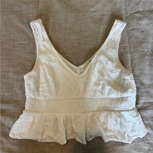 Hollister White Textured Crop Top